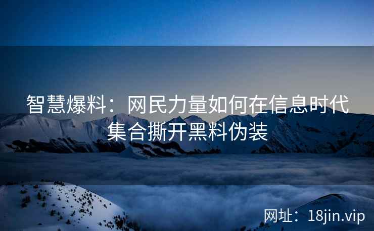 智慧爆料：网民力量如何在信息时代集合撕开黑料伪装