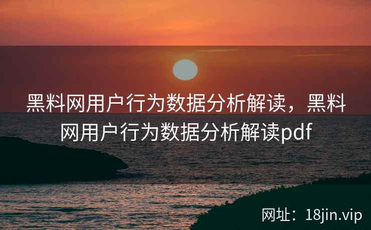 黑料网用户行为数据分析解读，黑料网用户行为数据分析解读pdf