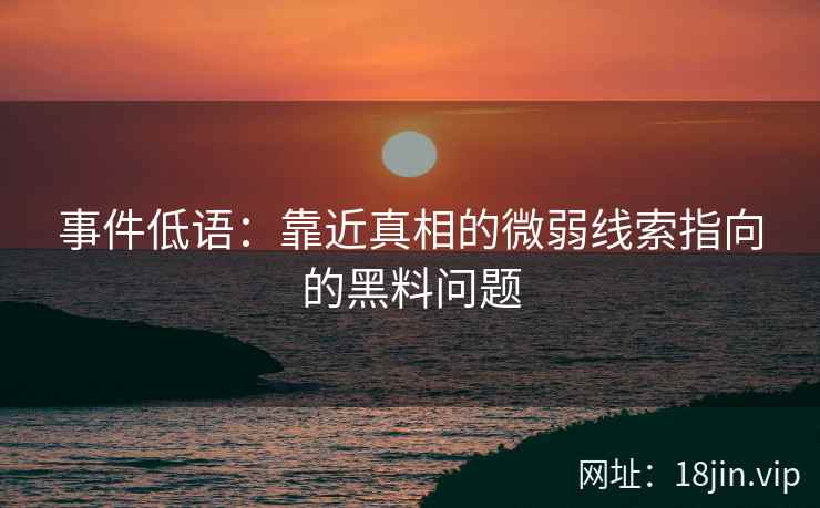 事件低语：靠近真相的微弱线索指向的黑料问题