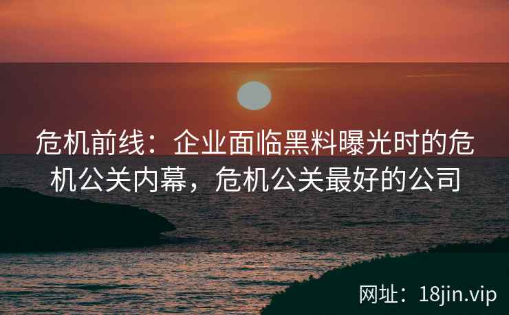危机前线：企业面临黑料曝光时的危机公关内幕，危机公关最好的公司