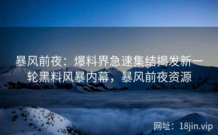 暴风前夜：爆料界急速集结揭发新一轮黑料风暴内幕，暴风前夜资源