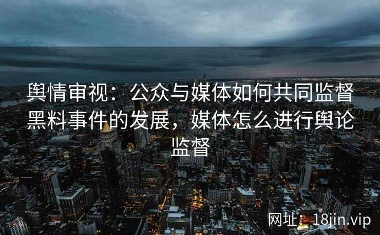 舆情审视：公众与媒体如何共同监督黑料事件的发展，媒体怎么进行舆论监督