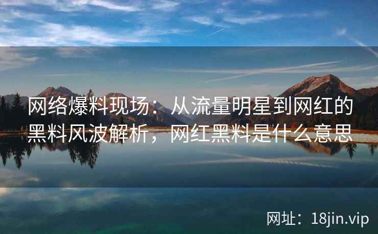 网络爆料现场：从流量明星到网红的黑料风波解析，网红黑料是什么意思