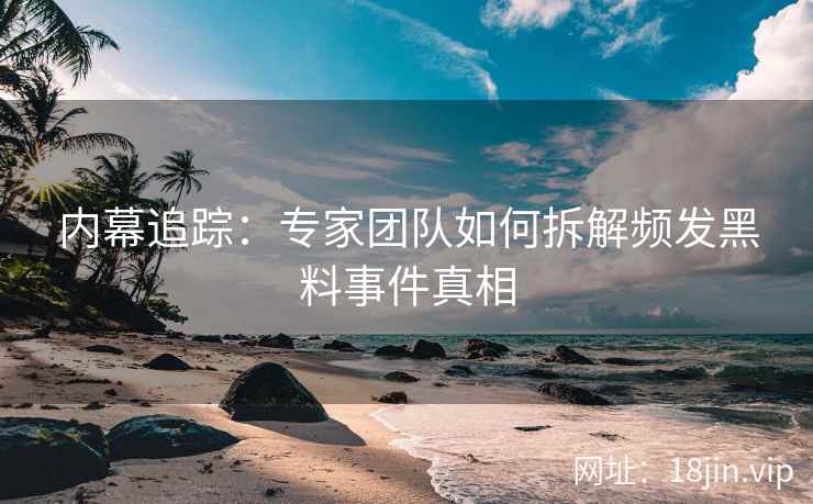 内幕追踪：专家团队如何拆解频发黑料事件真相