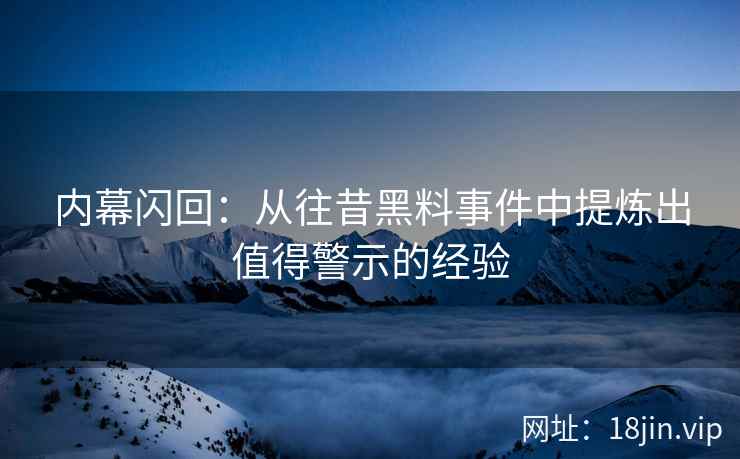 内幕闪回：从往昔黑料事件中提炼出值得警示的经验