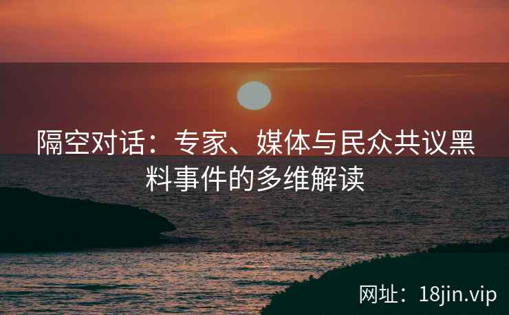 隔空对话：专家、媒体与民众共议黑料事件的多维解读