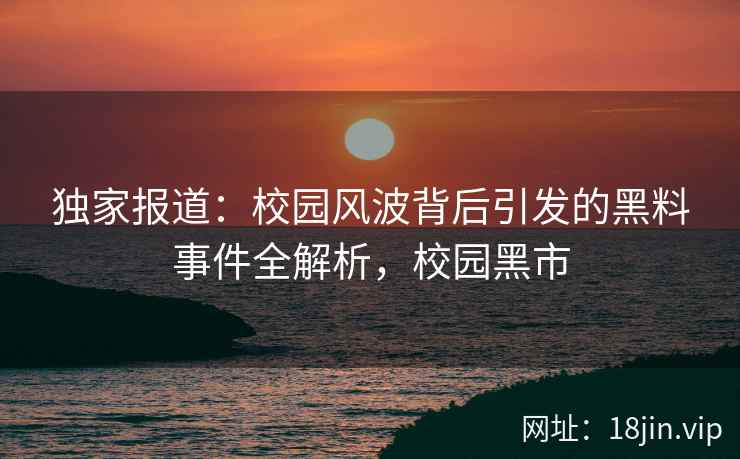 独家报道：校园风波背后引发的黑料事件全解析，校园黑市