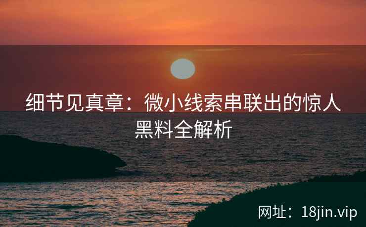 细节见真章：微小线索串联出的惊人黑料全解析