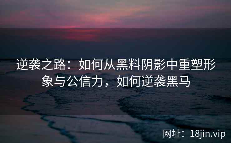 逆袭之路：如何从黑料阴影中重塑形象与公信力，如何逆袭黑马