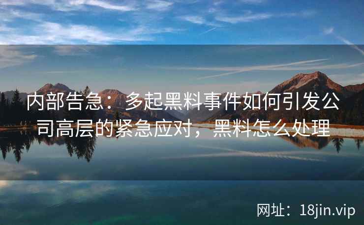 内部告急：多起黑料事件如何引发公司高层的紧急应对，黑料怎么处理