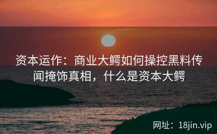 资本运作：商业大鳄如何操控黑料传闻掩饰真相，什么是资本大鳄