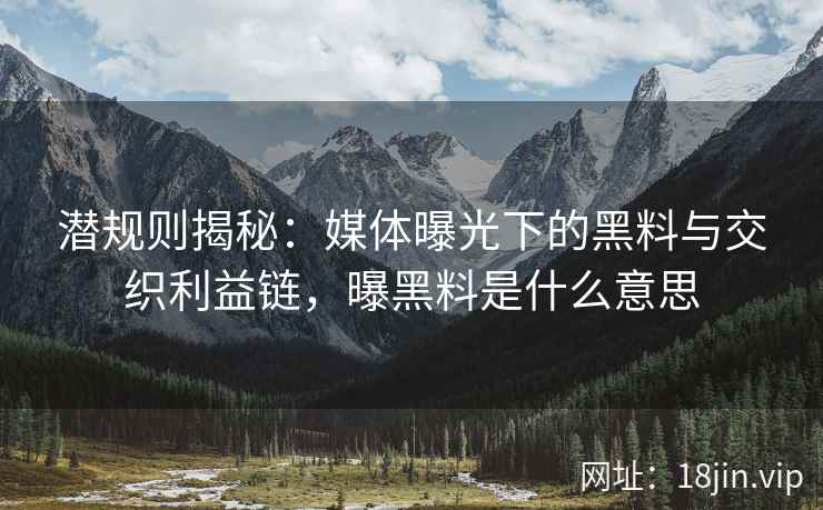 潜规则揭秘：媒体曝光下的黑料与交织利益链，曝黑料是什么意思